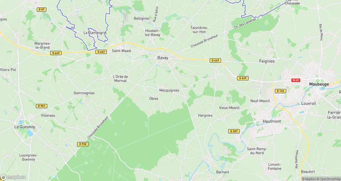 Localisation de la voiture à Mecquignies