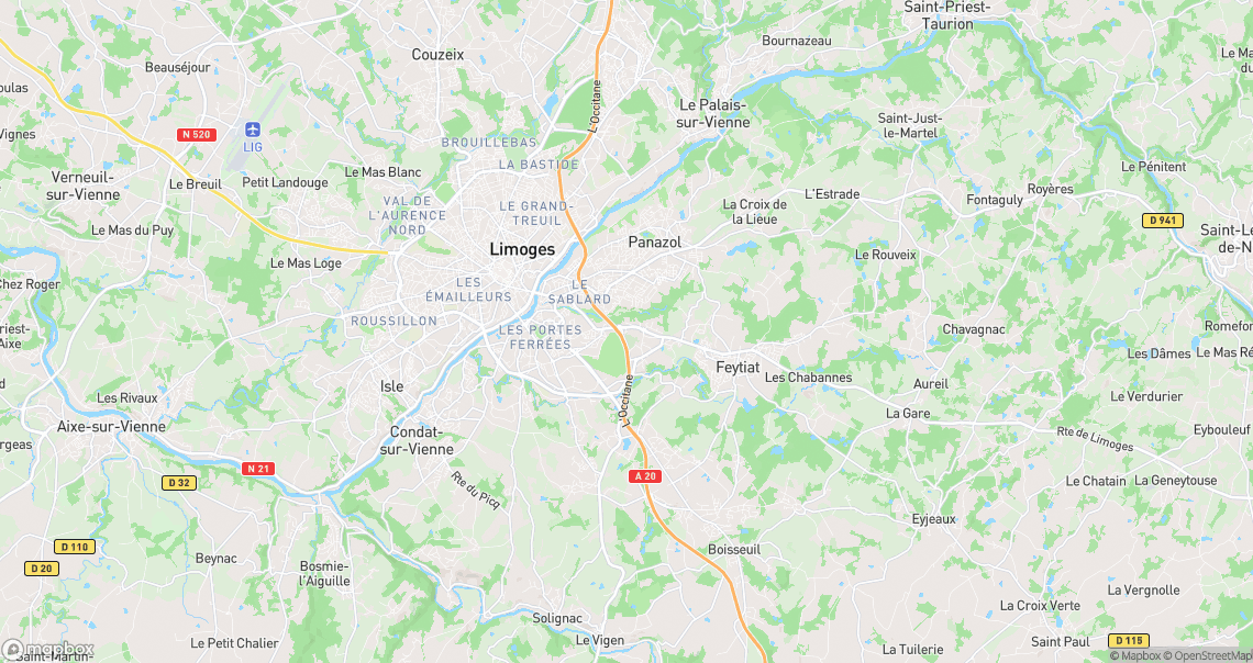 Localisation de la voiture à Feytiat
