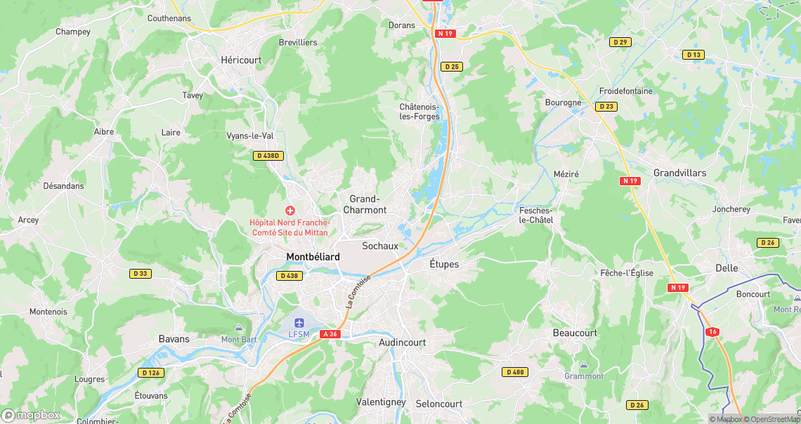 Localisation de la voiture à Vieux-Charmont