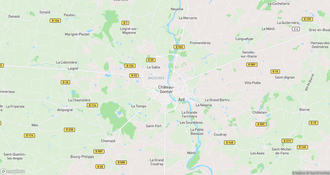 Localisation de la voiture à Château-Gontier-sur-Mayenne