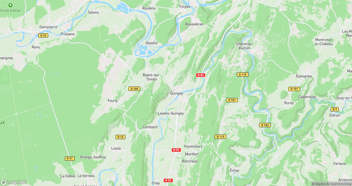 Localisation de la voiture à Quingey