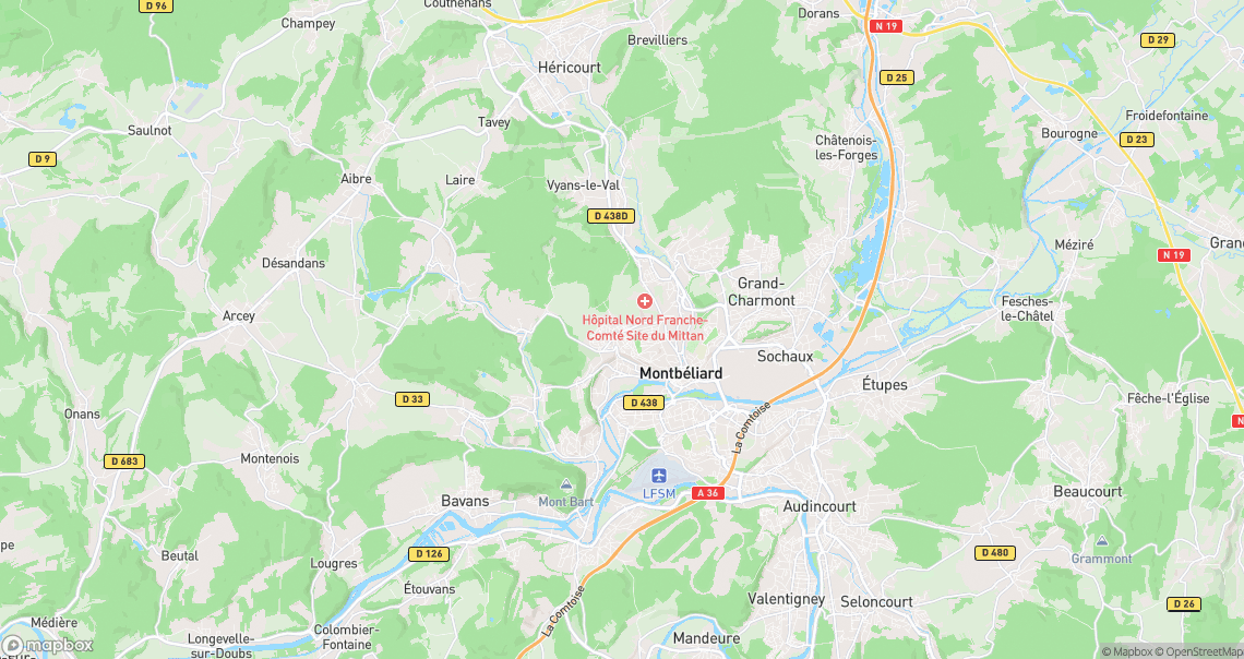 Localisation de la voiture à Montbéliard