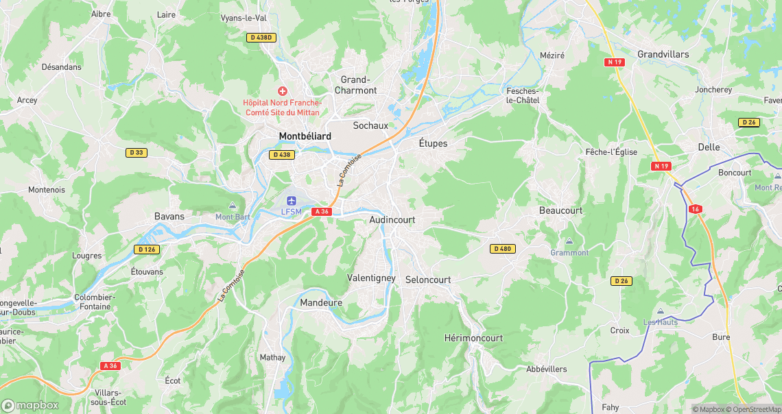 Localisation de la voiture à Audincourt
