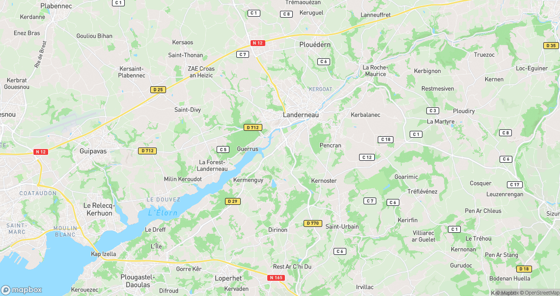 Localisation de la voiture à Dirinon