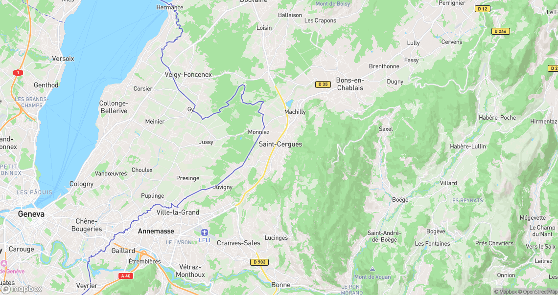 Localisation de la voiture à Saint-Cergues