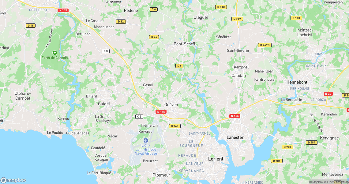 Localisation de la voiture à Quéven