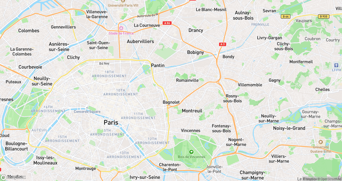 Localisation de la voiture à Les Lilas
