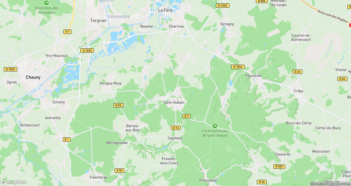 Localisation de la voiture à Saint-Gobain
