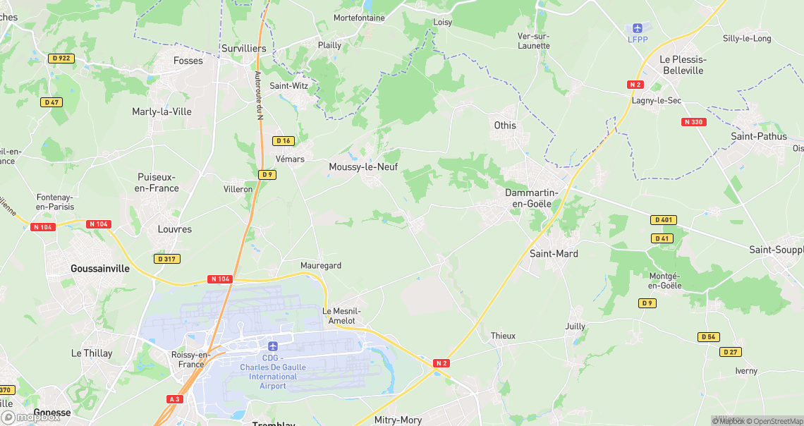 Localisation de la voiture à Moussy-le-Vieux