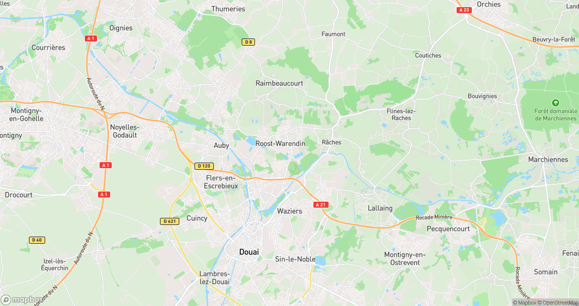 Localisation de la voiture à Roost-Warendin