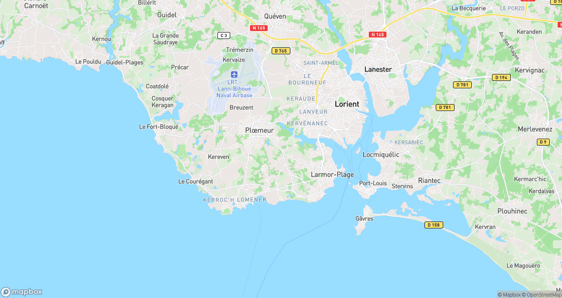 Localisation de la voiture à Ploemeur