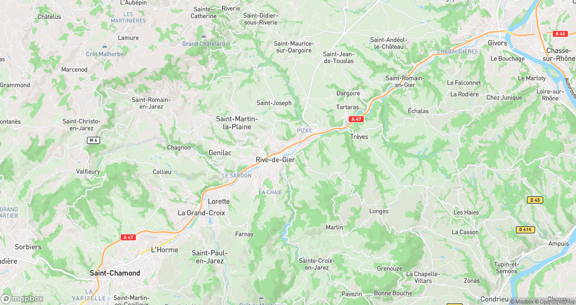 Localisation de la voiture à Rive-de-Gier