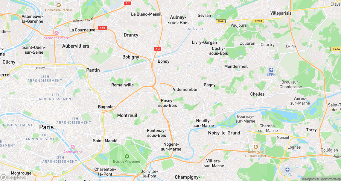 Localisation de la voiture à Rosny-sous-Bois