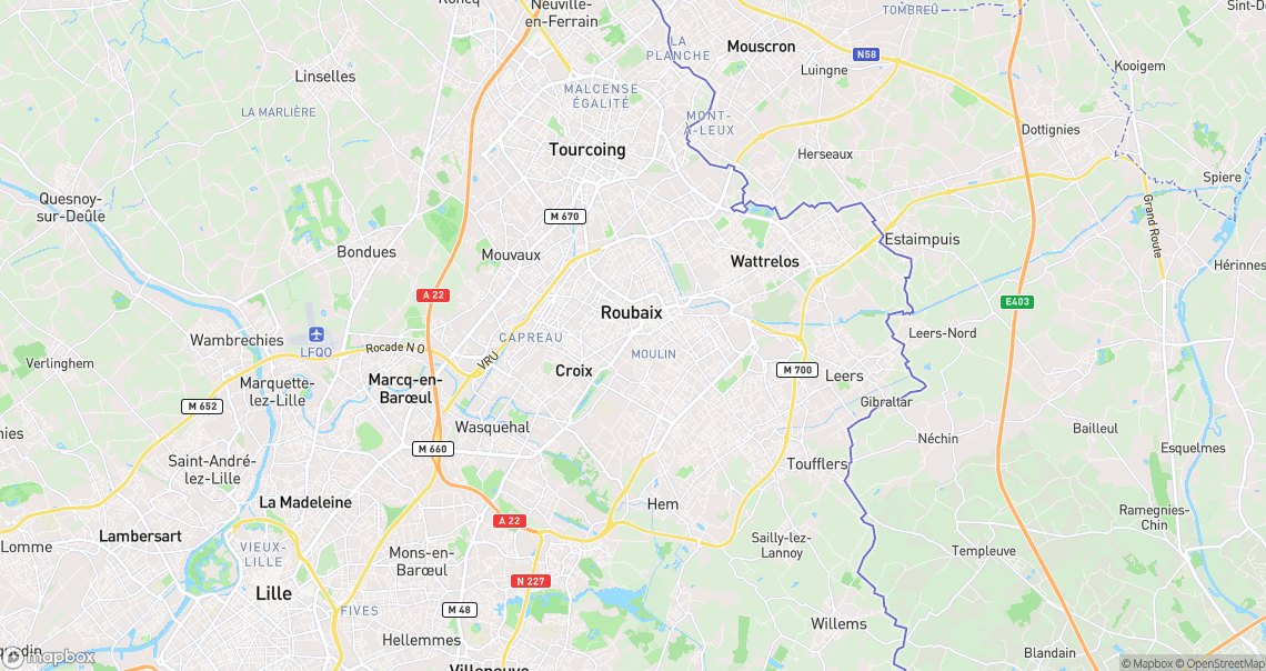 Localisation de la voiture à Roubaix