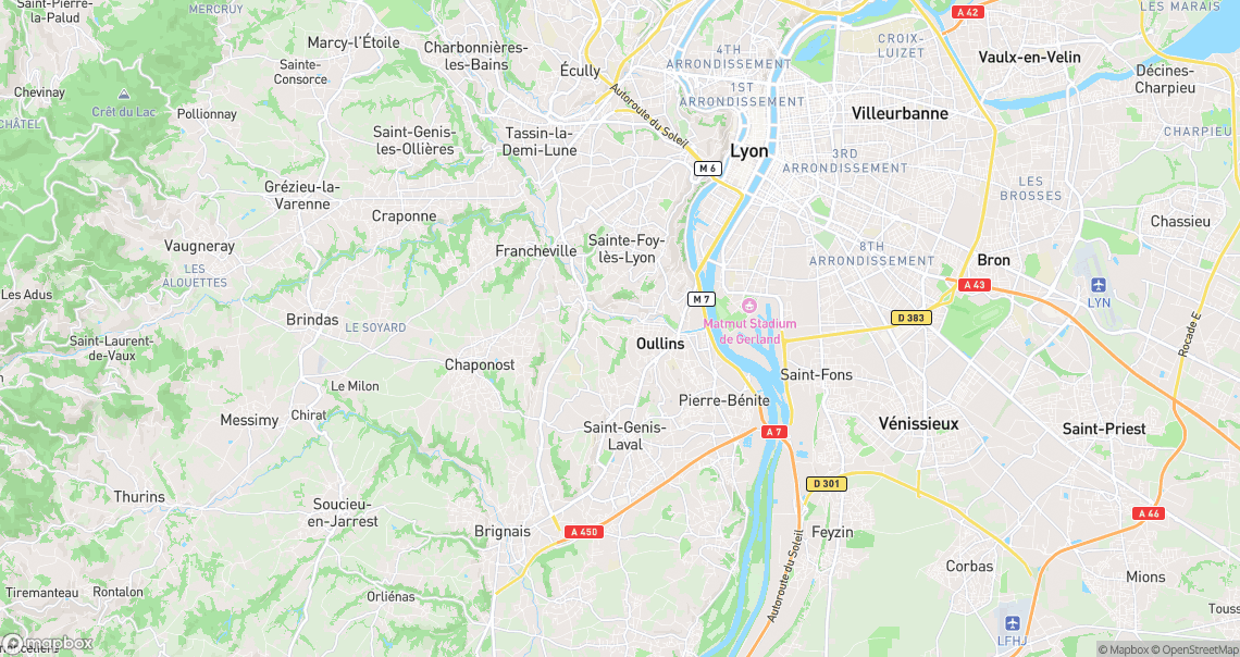 Localisation de la voiture à Oullins-Pierre-Bénite