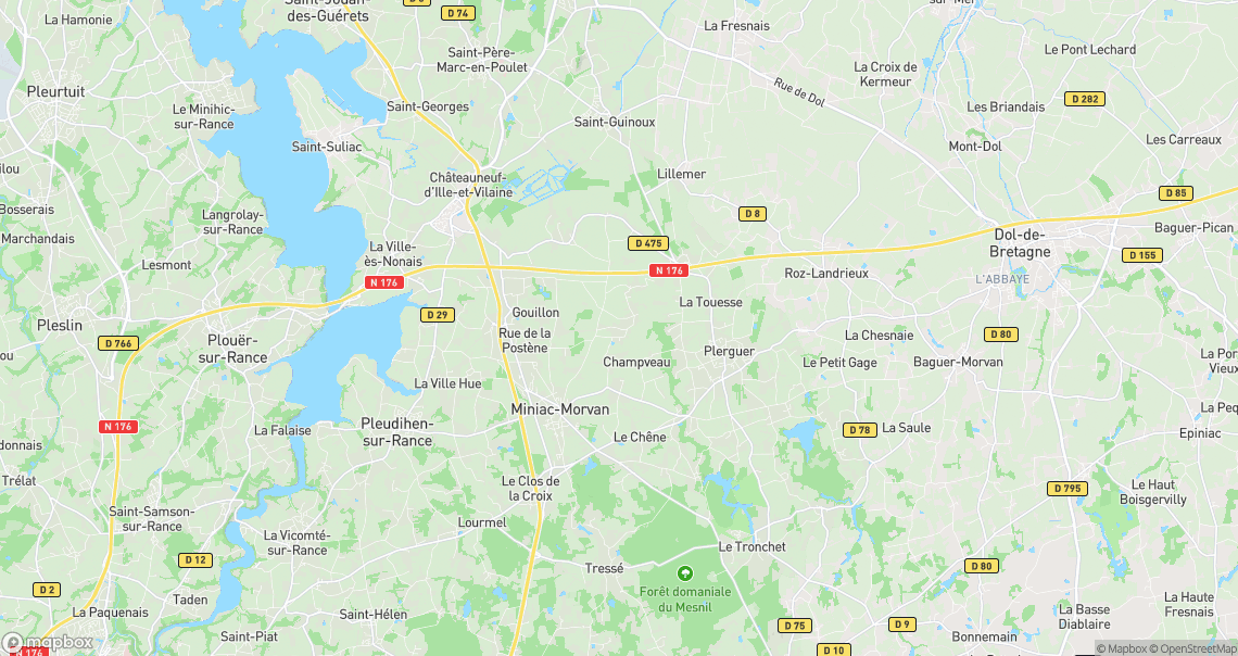Localisation de la voiture à Miniac-Morvan