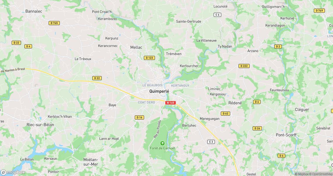 Localisation de la voiture à Quimperlé