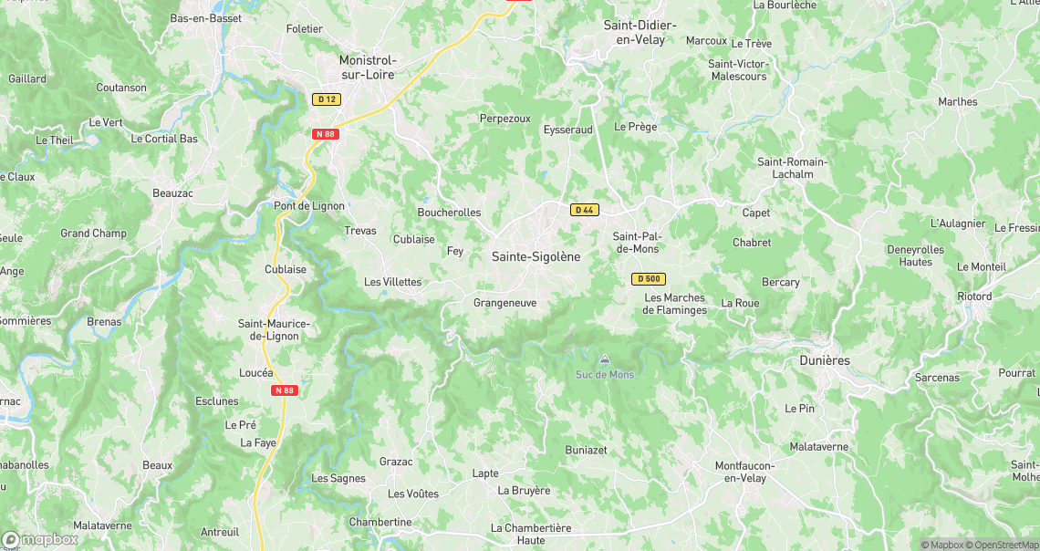 Localisation de la voiture à Sainte-Sigolène