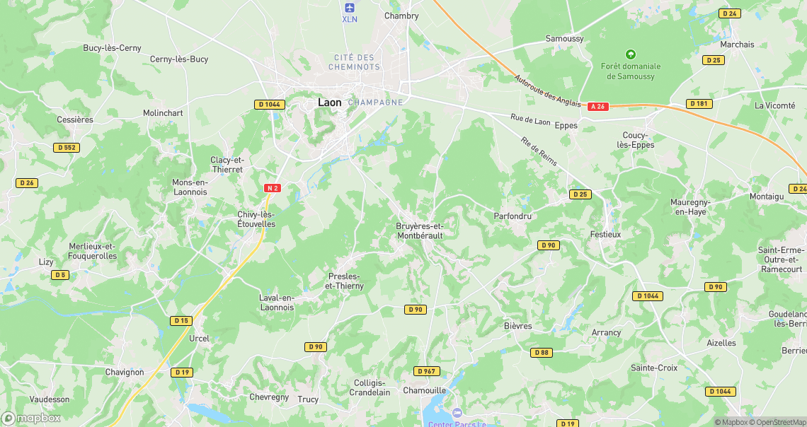 Localisation de la voiture à Bruyères-et-Montbérault