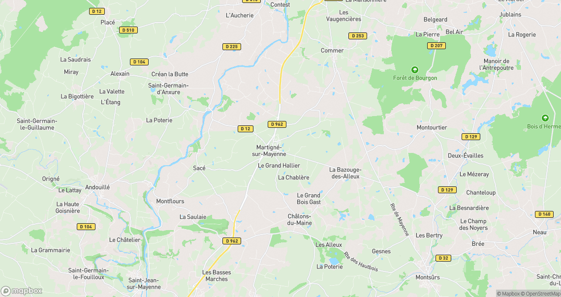 Localisation de la voiture à Martigné-sur-Mayenne