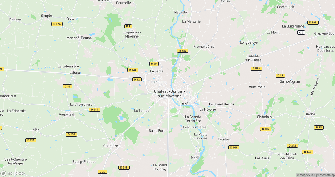 Localisation de la voiture à Château-Gontier-sur-Mayenne