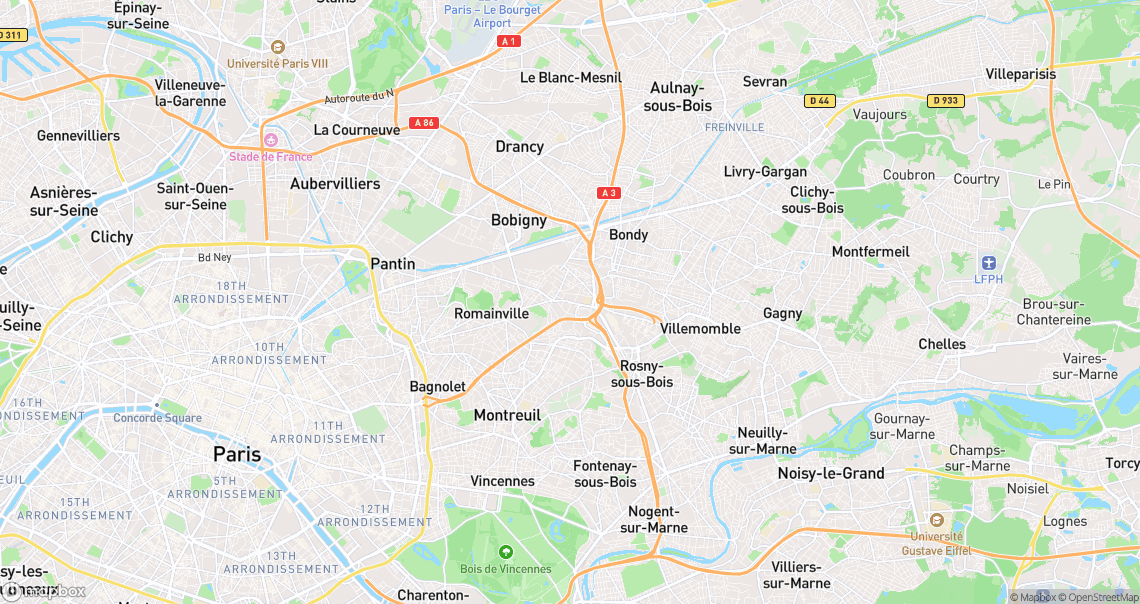 Localisation de la voiture à Noisy-le-Sec