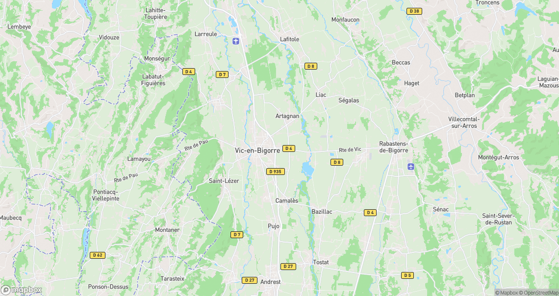 Localisation de la voiture à Vic-en-Bigorre