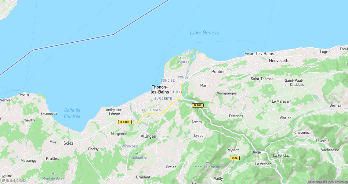 Localisation de la voiture à Thonon-les-Bains