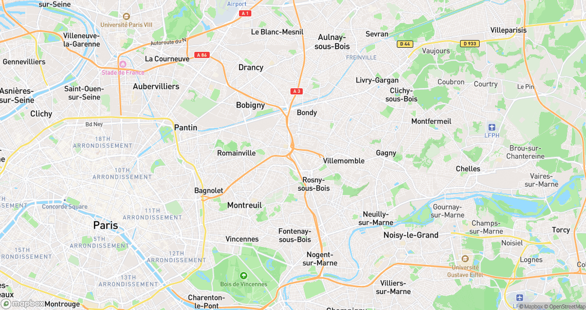 Localisation de la voiture à Rosny-sous-Bois