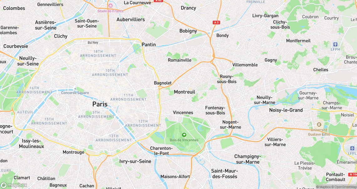 Localisation de la voiture à Montreuil