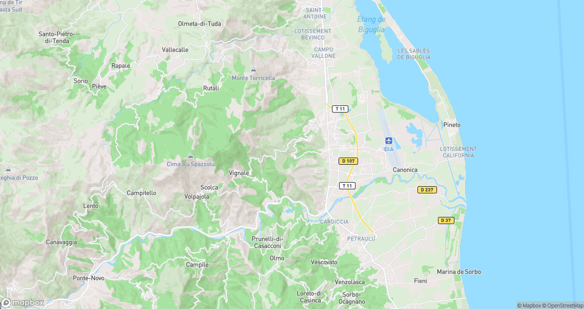 Localisation de la voiture à Lucciana
