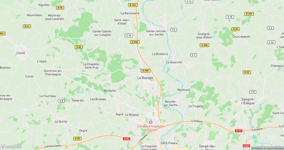 Localisation de la voiture à La Bazoge