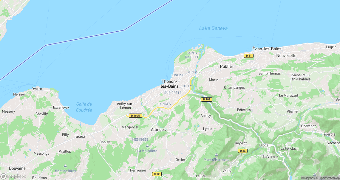 Localisation de la voiture à Thonon-les-Bains