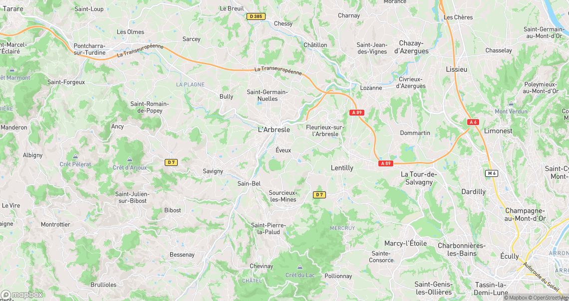 Localisation de la voiture à Éveux