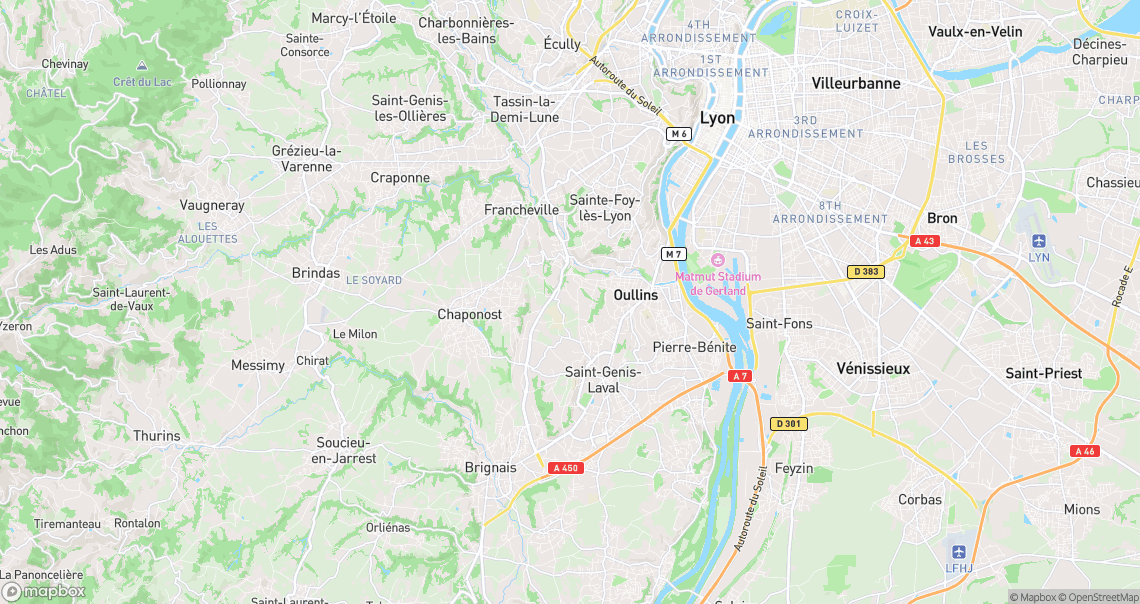 Localisation de la voiture à Saint-Genis-Laval