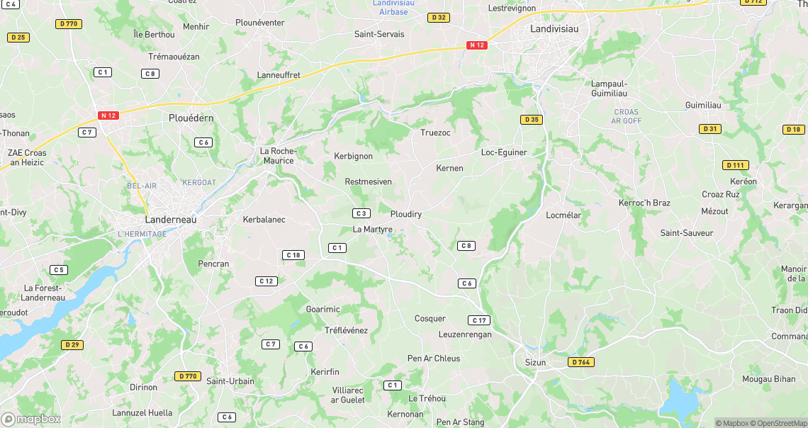 Localisation de la voiture à Ploudiry