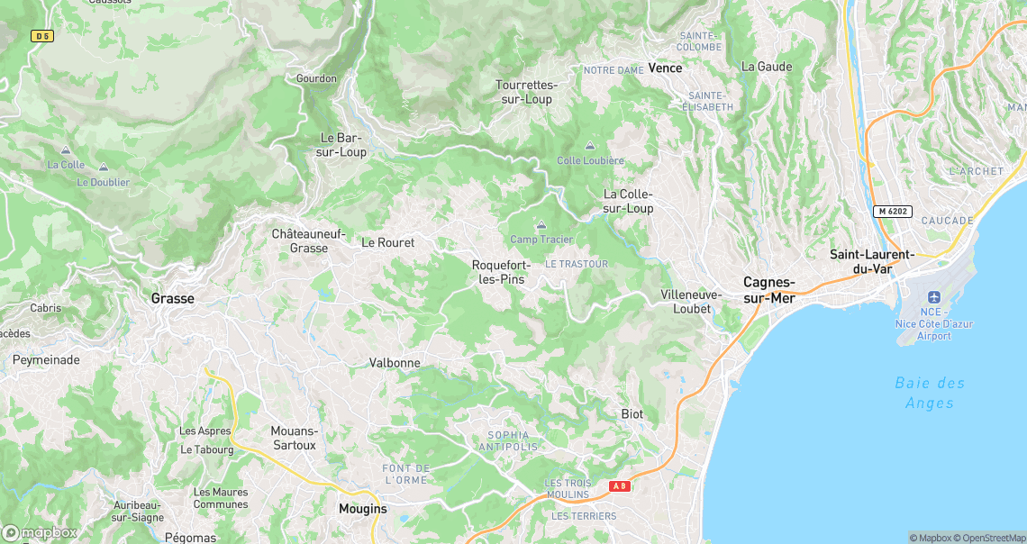 Localisation de la voiture à Roquefort-les-Pins