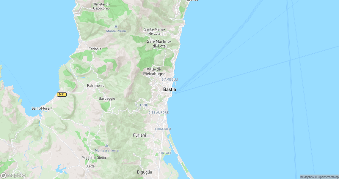 Localisation de la voiture à Bastia