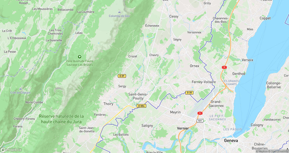 Localisation de la voiture à Saint-Genis-Pouilly