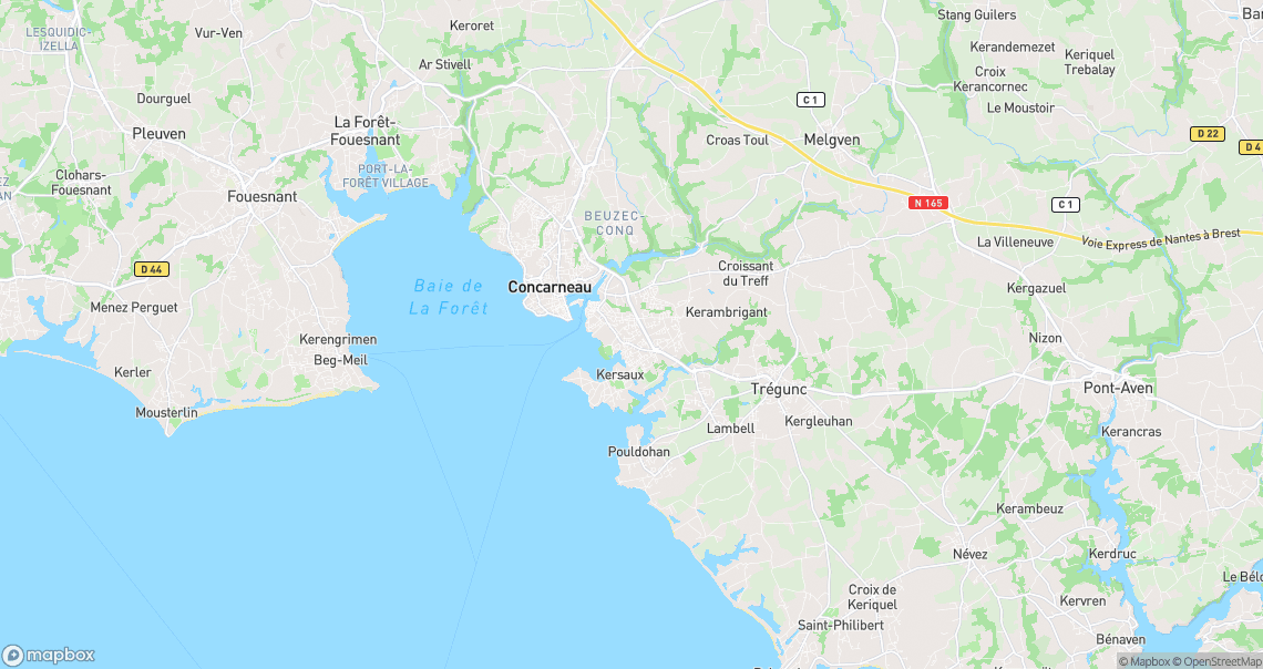 Localisation de la voiture à Concarneau