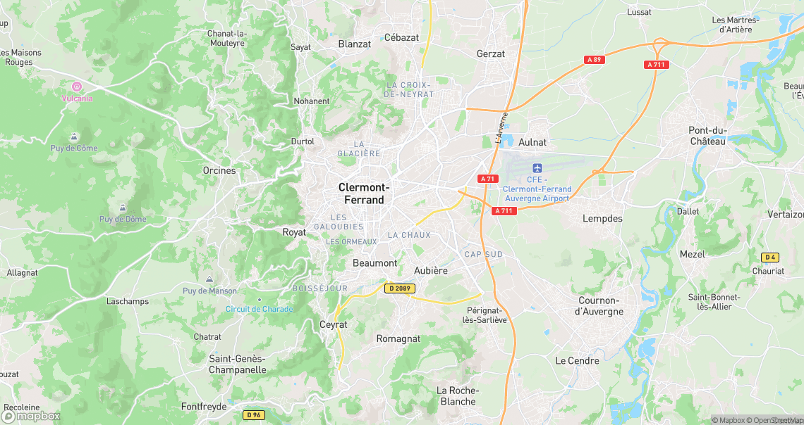 Localisation de la voiture à Clermont-Ferrand
